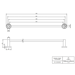 Villeroy & Boch Elements - Tender Towel Holder, 654 x 85x 54mm, Chrome (TVA15100200061)