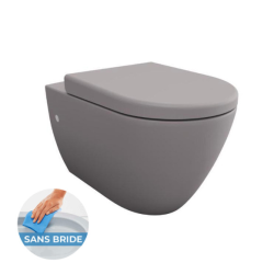LIVEA Bello wall-hung toilet without rim + soft close seat, Matt grey (GreyBello)