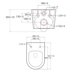  Toilet set frame + SAT rimless toilet + Softclose seat + White plate (SMARTK-Brevis-9)