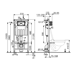 Swiss Aqua Technologies Wall hung toilet set frame + SAT Infinitio rimless WC with thermostatic bidet function + Matt black plate (SMARTK-SATClean-M678)