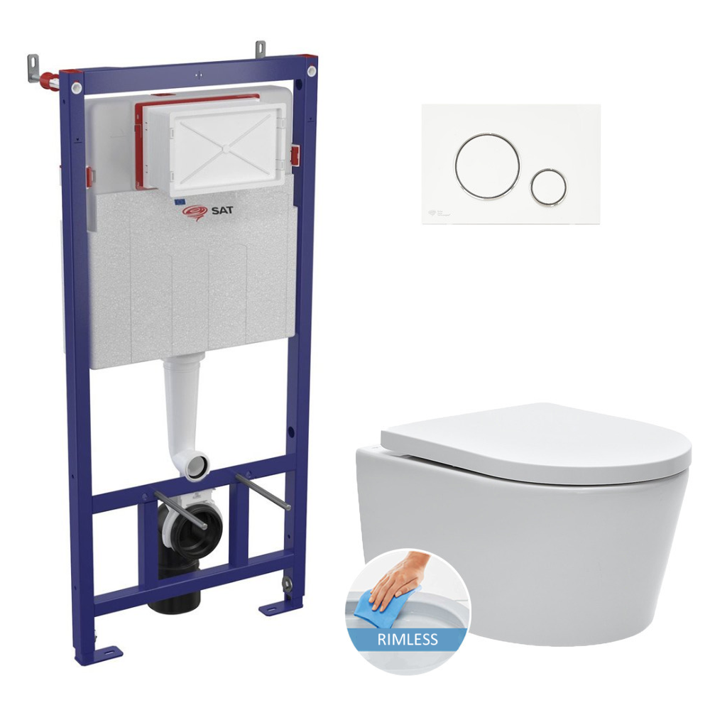Swiss Aqua Technologies Wall hung toilet set frame + SAT rimless toilet