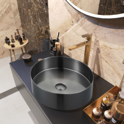 Swiss Aqua Technologies Aurum Stainless Steel Countertop Basin 38 x 38 x 11 cm without overflow, Black Gun Metal (SATAUR3838BGM)
