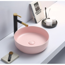 Swiss Aqua Technologies Countertop washbasin set 39x39x12 cm without overflow + Infinitio matte pink free-flow waste SetSATINF-rose