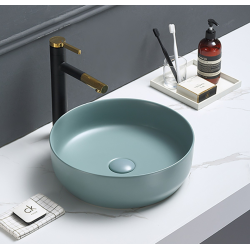 Swiss Aqua Technologies Countertop washbasin set 39x39x12 cm without overflow + Infinitio matte green free-flow waste SetSATINF-vert