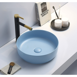 Swiss Aqua Technologies Countertop washbasin set 39x39x12 cm without overflow + Infinitio matte blue free-flow waste SetSATINF-bleu
