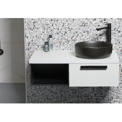  Countertop washbasin set 39x39x12 cm without overflow + Infinitio matte black free-flow waste SetSATINF-noir