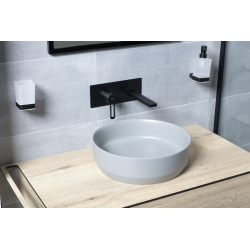  Countertop washbasin set 39x39x12 cm without overflow, Infinitio free-flow waste, matt grey SetSATINF-gris