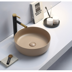 Swiss Aqua Technologies Countertop washbasin set 39x39x12 cm without overflow, Infinitio free-flow waste, matt brown