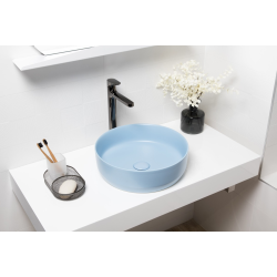 Countertop washbasin 39x39x12 cm without overflow , matte blue (SATINF3939LBLM)