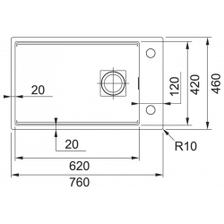  Kubus 2 KNG 110-62 Fragranit+ Undermount kitchen sink, Onyx (KNG110-62ON)