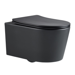 Swiss Aqua Technologies Toilet frame + Black SAT rimless WC, invisible fixings + Softclose + stainless steel plate, Gun Metal (SMARTK-BlackSAT-GM-P)