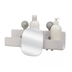 Joseph Joseph EasyStore™ Large Shower Shelf with Removable Shatterproof Mirror, drill-free installation, white (70548)