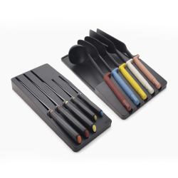 Joseph Joseph Elevate™ 10-piece In-drawer Knife & Utensil Set, 5 knives and 5 utensils with storage, black (10566) 