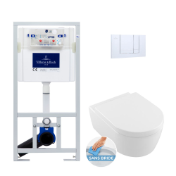Villeroy & Boch Toilet set Cistern frame + Avento rimless bowl with invisible fixings + Softclose seat + Chrome plate (ViConnectAvento-1)