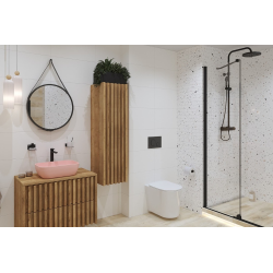 Shower Column with Thermostatic Mixer + 240 mm Rain Shower Head + 2-Jet Hand Shower, Black (SATSSTKC)