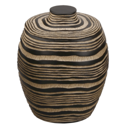 Optima Soreta Polyresin Bathroom Jar with Lid, wood-style, Brown (SOR55)