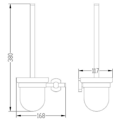  Cube Way Glass and metal wall mounted toilet brush, Chrome (SPI37)