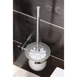 Cube Way Glass and metal wall mounted toilet brush, Chrome (SPI37)