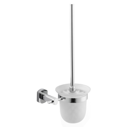 Cube Way Glass and metal wall mounted toilet brush, Chrome (SPI37)