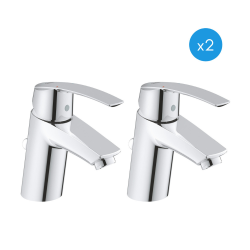 Grohe Set of 2 Start Single-Lever S-Size Basin Mixers with Temperature Limiters, Chrome (23918000-DUO)