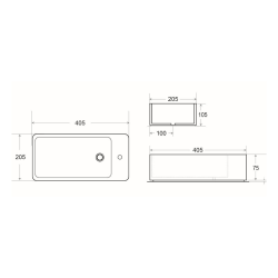 Brevis Wall-Hung Cloakroom Basin with Right-Hand Tap Hole, 40.5 x 20.5 x 10.5 cm, Black (SATBRE4020SRBKM)