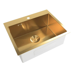 Aurum Stainless Steel 304 Inset Sink, 55x45x21 cm, with Overflow, PVD Gold (SATSINK5545BG)  Aurum Stainless Steel 304 Inset Sink, 55x45x21 cm, with Overflow, PVD Gold (SATSINK5545BG)