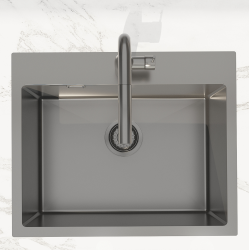 Swiss Aqua Technologies Aurum Stainless Steel 304 Inset Sink, 55x45x21 cm, with Overflow, Gun Metal PVD (SATSINK5545BGM)
