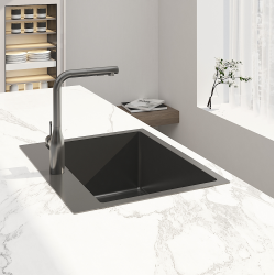 Swiss Aqua Technologies Aurum Stainless Steel 304 Inset Sink, 55x45x21 cm, with Overflow, Gun Metal PVD (SATSINK5545BGM)