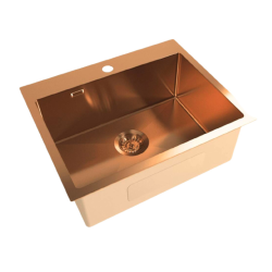 Aurum Stainless Steel 304 Inset Sink, 55x45x21 cm, with Overflow, Rose Gold PVD (SATSINK5545BRG)  Aurum Stainless Steel 304 Inset Sink, 55x45x21 cm, with Overflow, Rose Gold PVD (SATSINK5545BRG)