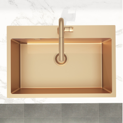 Swiss Aqua Technologies Aurum Stainless Steel 304 Inset Sink, 68x45x21 cm, with Overflow, Rose Gold PVD (SATSINK6845BRG)