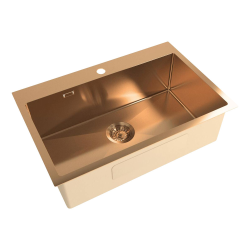 Aurum Stainless Steel 304 Inset Sink, 68x45x21 cm, with Overflow, Rose Gold PVD (SATSINK6845BRG)  Aurum Stainless Steel 304 Inset Sink, 68x45x21 cm, with Overflow, Rose Gold PVD (SATSINK6845BRG)