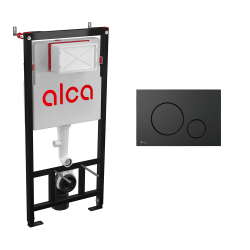 Frame Pack + SAT Matt Black Dual Flush Plate (Alca-SATAT68)