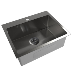 Swiss Aqua Technologies /Grohe Built-In Kitchen Sink, 55x45x21cm + Essence Tap, Brushed Gun Metal (SATSINK5545BGM-SET2)