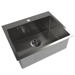 Swiss Aqua Technologies /Grohe Set Stainless Steel Built-In Kitchen Sink, 55x45x21cm + Essence Single-Lever Tap, Brushed Gun Metal (SATSINK5545BGM-SET2)
