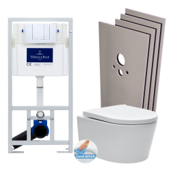 Villeroy & Boch Toilet set Frame + SATrimless toilet and invisible fixings + Chrome plate + Wall cladding set (VCNSAT1SB)