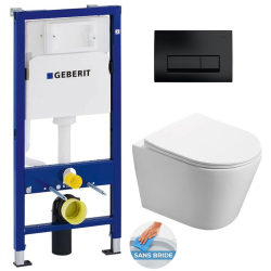 Geberit Duofix Toilet Frame + Swiss Aqua Technologies Infinitio Rimless Toilet + Delta 50 Matte Black Flush Plate (INFINITIOGEB10)