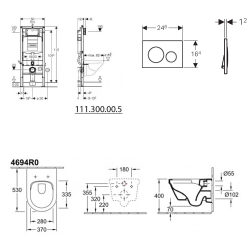 Geberit Duofix UP320 Toilet Frame + Villeroy & Boch Architectura Rimless bowl + White plate (GEBARCHI3-C)