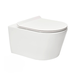 Toilet Pack V-Fix Frame + SAT Rimless Toilet + Soft-Close Seat + Matt Black Flush Plate (V-FixBrevis-6)