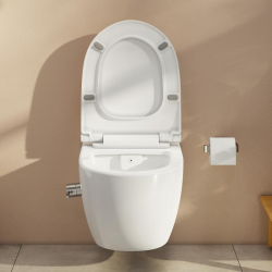 Toilet Pack V-Fix Frame + SAT Infinitio Rimless Toilet + Soft-Close Seat + Matt Black Flush Plate (V-SATClean-B)