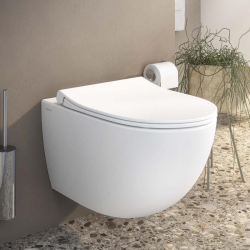 Toilet Pack V-Fix Frame + Sento Rimless Wall-Hung Toilet + Soft-Close Seat + Matt Black Flush Plate (V-FixSento-B)