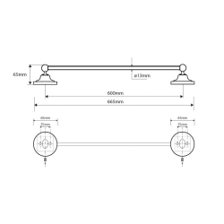  Ricordi Brass Towel Bar, Chrome (OPTIMARIC23CR)