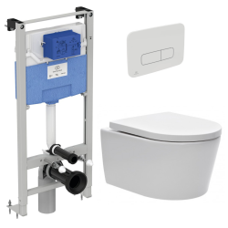 Ideal Standard WC Pack Freestanding Prosys Frame + Rimless SAT Toilet + SoftClose Seat + White Plate (PROSYSSAT2)