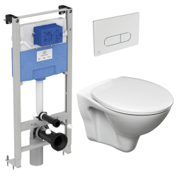 Ideal Standard WC Pack Freestanding Prosys Frame + Cersanit S-line Pro Toilet + Seat + White Plate (PROSYSSLPRO1)