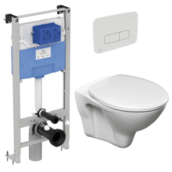 Ideal Standard WC Pack Freestanding Prosys Frame + Cersanit S-line Pro Toilet + Seat + White Mechanical Plate (PROSYSSLPRO2)