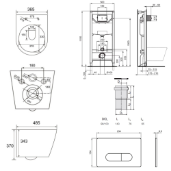 Ideal Standard WC Pack Freestanding Prosys Frame + Rimless SAT Toilet + SoftClose Seat + White Plate (PROSYSINFI1)
