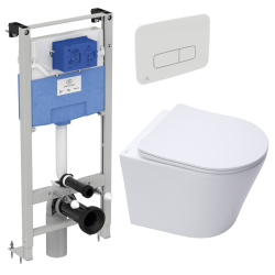 Ideal Standard WC Pack Freestanding Prosys Frame + Rimless SAT Toilet + SoftClose Seat + White Plate (PROSYSINFI2)