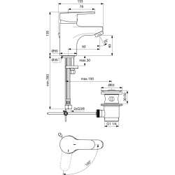  Porcher C3 Olyos Single-Hole Sink Mixer, Chrome (D1113AA)