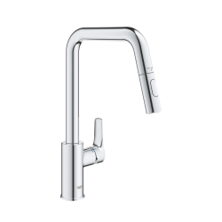 Grohe Eurosmart Single-Lever Sink Mixer 1/2″, Pull-Out Hand Shower with 2 Jets, High Spout, Chrome (G3061900F)