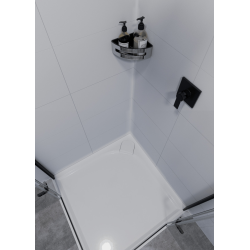 Swiss Aqua Technologies Corner shower basket in stainless steel, 16.5 cm, Chrome and Black (SATDPOLROHCHC)