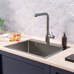  Timeless Build-in kitchen sink in stainless steel 304, 1 bowl, 55x45x21 cm, Gun Metal brushed PVD (TMLKST-5545BGM)